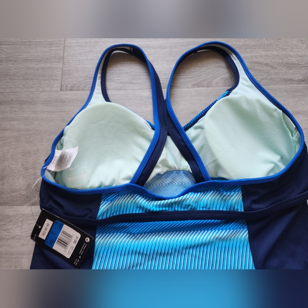 NWT NIKE WOMEN'S TANKINI TOP SWIMSUIT RACERBACK BLUE SIZE XL - Picture 4 of 4